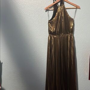 Elegant Gold Halter Dress